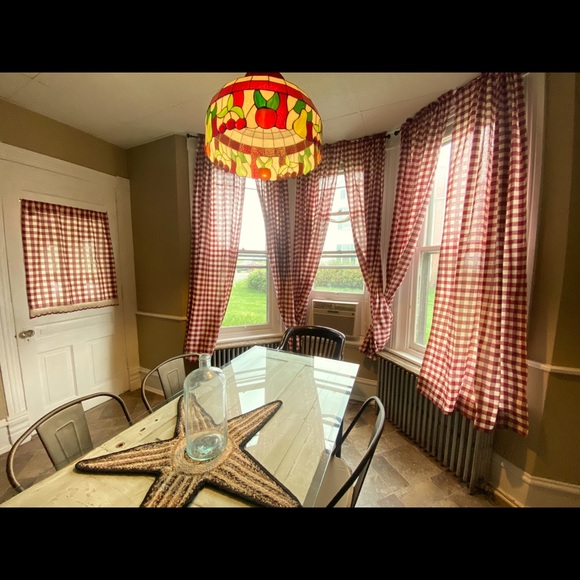 Buffalo check window & door curtains